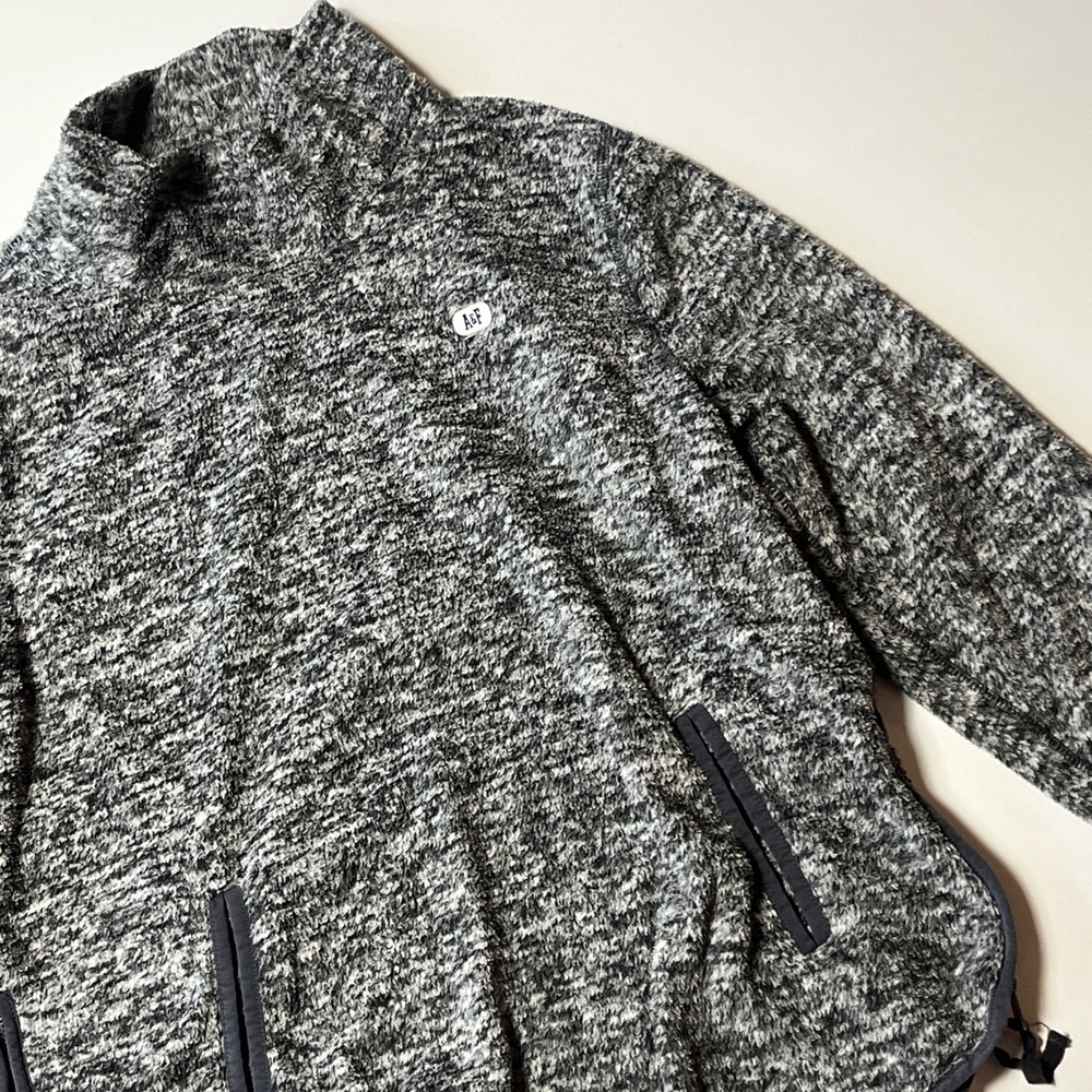 Abercrombie & Fitch Gray Marled Mock Neck Fleece Pullover Side Zip Size M Jacket
